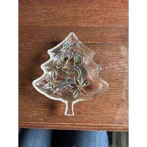 Vintage SAVOIR VIVRE Holiday Spirit Glass‎ Christmas Tree Server  Candy Dish